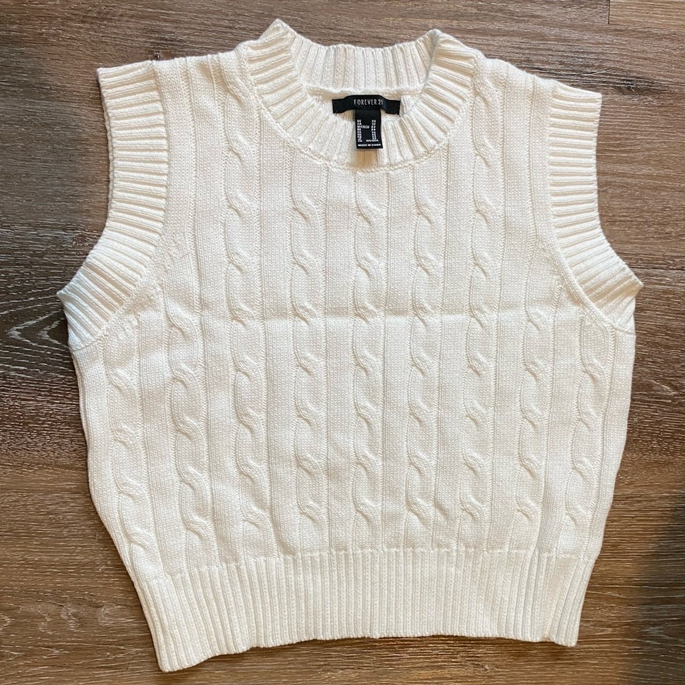 White Knitted Sweater Vest